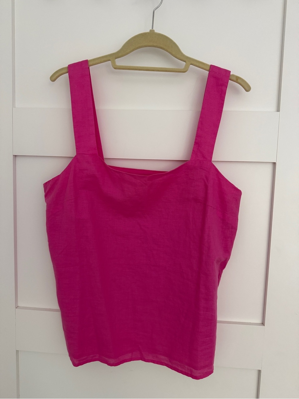 J. Crew Bright Linen Fuchsia Square Neck Tank